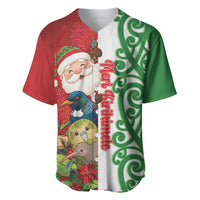 Meri Kirihimete New Zealand Personalised Baseball Jersey Cute Santa NZ Animals and Pohutukawa