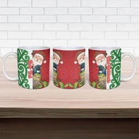 Meri Kirihimete New Zealand Personalised Ceramic Mug Cute Santa NZ Animals and Pohutukawa
