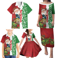 Meri Kirihimete New Zealand Personalised Family Matching Puletasi and Hawaiian Shirt Cute Santa NZ Animals and Pohutukawa LT14 - Polynesian Pride