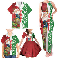 Meri Kirihimete New Zealand Personalised Family Matching Tank Maxi Dress and Hawaiian Shirt Cute Santa NZ Animals and Pohutukawa LT14 - Polynesian Pride