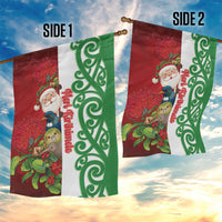 Meri Kirihimete New Zealand Garden Flag Cute Santa NZ Animals and Pohutukawa