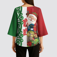 Meri Kirihimete New Zealand Personalised Kimono Sleeve Blouse Cute Santa NZ Animals and Pohutukawa