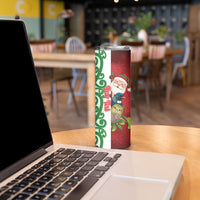 Meri Kirihimete New Zealand Personalised Skinny Tumbler Cute Santa NZ Animals and Pohutukawa LT14 - Polynesian Pride