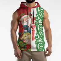 Meri Kirihimete New Zealand Personalised Sleeveless Hoodie Cute Santa NZ Animals and Pohutukawa LT14 - Polynesian Pride