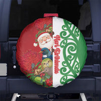 Meri Kirihimete New Zealand Spare Tire Cover Cute Santa NZ Animals and Pohutukawa LT14 No hole Red - Polynesian Pride