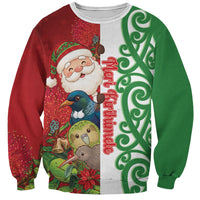 Meri Kirihimete New Zealand Personalised Sweatshirt Cute Santa NZ Animals and Pohutukawa