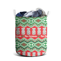 New Zealand Christmas In July Laundry Basket Meri Kirihimete Hei Tiki Taniko Motifs Seamless LT14 - Polynesian Pride