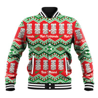 New Zealand Christmas In July Baseball Jacket Meri Kirihimete Hei Tiki Taniko Motifs Seamless LT14 Unisex Red - Polynesian Pride