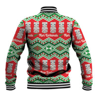 New Zealand Christmas In July Baseball Jacket Meri Kirihimete Hei Tiki Taniko Motifs Seamless LT14 - Polynesian Pride