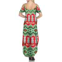 New Zealand Christmas In July Family Matching Summer Maxi Dress and Hawaiian Shirt Meri Kirihimete Hei Tiki Taniko Motifs Seamless LT14 - Polynesian Pride