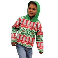 New Zealand Christmas In July Kid Hoodie Meri Kirihimete Hei Tiki Taniko Motifs Seamless LT14 - Polynesian Pride