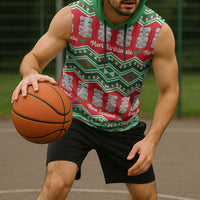 New Zealand Christmas In July Sleeveless Hoodie Meri Kirihimete Hei Tiki Taniko Motifs Seamless LT14 - Polynesian Pride