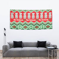 New Zealand Christmas In July Tapestry Meri Kirihimete Hei Tiki Taniko Motifs Seamless LT14 - Polynesian Pride