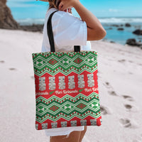 New Zealand Christmas In July Tote Bag Meri Kirihimete Hei Tiki Taniko Motifs Seamless LT14 - Polynesian Pride