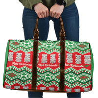 New Zealand Christmas In July Travel Bag Meri Kirihimete Hei Tiki Taniko Motifs Seamless LT14 Red - Polynesian Pride