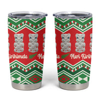 New Zealand Christmas In July Tumbler Cup Meri Kirihimete Hei Tiki Taniko Motifs Seamless LT14 Red - Polynesian Pride