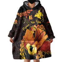 Papua New Guinea Independence Day Wearable Blanket Hoodie 50th Anniversary Papua Niu Gini Bird Of Paradise LT14 - Polynesian Pride