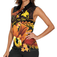 Papua New Guinea Independence Day Women Sleeveless Polo Shirt 50th Anniversary Papua Niu Gini Bird Of Paradise LT14 - Polynesian Pride