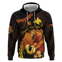 Papua New Guinea Independence Day Zip Hoodie 50th Anniversary Papua Niu Gini Bird Of Paradise LT14 Pullover Hoodie Black - Polynesian Pride