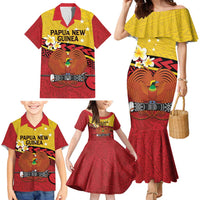 Papua New Guinea Independence Day Family Matching Mermaid Dress and Hawaiian Shirt Since 1975 Unity In Diversity LT14 - Polynesian Pride