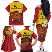 Papua New Guinea Independence Day Family Matching Off The Shoulder Long Sleeve Dress and Hawaiian Shirt Since 1975 Unity In Diversity LT14 - Polynesian Pride