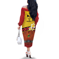 Papua New Guinea Independence Day Family Matching Off The Shoulder Long Sleeve Dress and Hawaiian Shirt Since 1975 Unity In Diversity LT14 - Polynesian Pride