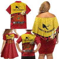 Papua New Guinea Independence Day Family Matching Off Shoulder Short Dress and Hawaiian Shirt Since 1975 Unity In Diversity LT14 - Polynesian Pride