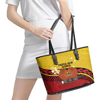 Papua New Guinea Independence Day Leather Tote Bag Since 1975 Unity In Diversity LT14 - Polynesian Pride