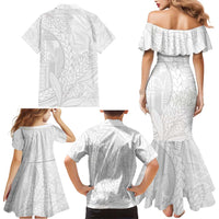 Samoa White Sunday Family Matching Mermaid Dress and Hawaiian Shirt Lotu Tamaiti Siapo With Teuila LT14 - Polynesian Pride