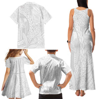 Samoa White Sunday Family Matching Tank Maxi Dress and Hawaiian Shirt Lotu Tamaiti Siapo With Teuila LT14 - Polynesian Pride
