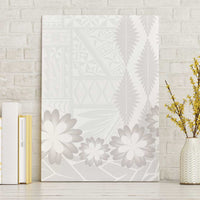 Tonga White Sunday Canvas Wall Art Manuia le Aso Sa o Tamaiti Heilala With Ngatu Pattern