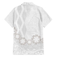 Tonga White Sunday Family Matching Off The Shoulder Long Sleeve Dress and Hawaiian Shirt Manuia le Aso Sa o Tamaiti Heilala With Ngatu Pattern LT14 - Polynesian Pride