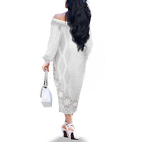 Tonga White Sunday Family Matching Off The Shoulder Long Sleeve Dress and Hawaiian Shirt Manuia le Aso Sa o Tamaiti Heilala With Ngatu Pattern LT14 - Polynesian Pride