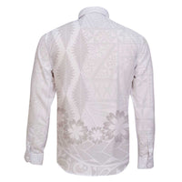 Tonga White Sunday Family Matching Off Shoulder Short Dress and Hawaiian Shirt Manuia le Aso Sa o Tamaiti Heilala With Ngatu Pattern LT14 - Polynesian Pride