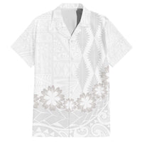 Tonga White Sunday Family Matching Puletasi and Hawaiian Shirt Manuia le Aso Sa o Tamaiti Heilala With Ngatu Pattern LT14 Dad's Shirt - Short Sleeve White - Polynesian Pride