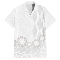 Tonga White Sunday Family Matching Short Sleeve Bodycon Dress and Hawaiian Shirt Manuia le Aso Sa o Tamaiti Heilala With Ngatu Pattern LT14 Dad's Shirt - Short Sleeve White - Polynesian Pride