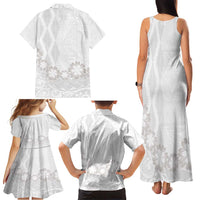 Tonga White Sunday Family Matching Tank Maxi Dress and Hawaiian Shirt Manuia le Aso Sa o Tamaiti Heilala With Ngatu Pattern LT14 - Polynesian Pride