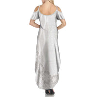 Tonga White Sunday Summer Maxi Dress Manuia le Aso Sa o Tamaiti Heilala With Ngatu Pattern