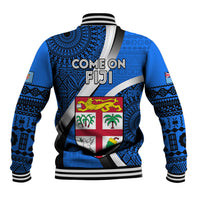 Fiji Rugby Baseball Jacket World Cup 2023 Go Champions Fijian Tapa Blue Version LT14 - Polynesian Pride