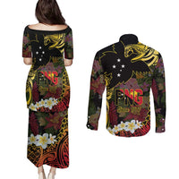 Papua New Guinea 50th Independence Anniversary Couples Matching Puletasi and Long Sleeve Button Shirt Independen Stet bilong Papua Niu Gini LT14 - Polynesian Pride