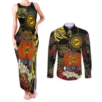 Papua New Guinea 50th Independence Anniversary Couples Matching Tank Maxi Dress and Long Sleeve Button Shirt Independen Stet bilong Papua Niu Gini LT14 Black - Polynesian Pride