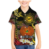 Papua New Guinea 50th Independence Anniversary Family Matching Mermaid Dress and Hawaiian Shirt Independen Stet bilong Papua Niu Gini LT14 Son's Shirt Black - Polynesian Pride