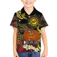 Papua New Guinea 50th Independence Anniversary Family Matching Puletasi and Hawaiian Shirt Independen Stet bilong Papua Niu Gini LT14 Son's Shirt Black - Polynesian Pride