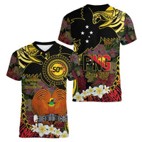 Papua New Guinea 50th Independence Anniversary Women V-Neck T-Shirt Independen Stet bilong Papua Niu Gini LT14 - Polynesian Pride