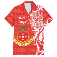 Personalised Kolisi Tonga Family Matching Off Shoulder Maxi Dress and Hawaiian Shirt Mate Maa Tonga Ngatu Pattern - Polynesian Pride