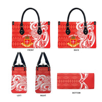 Personalised Kolisi Tonga Leather Bag Mate Maa Tonga Ngatu Pattern - Polynesian Pride