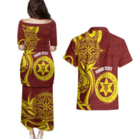 Personalised Tonga High School Couples Matching Puletasi and Hawaiian Shirt THS Tongan Ngatu Pattern LT14 - Polynesian Pride