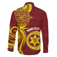 Personalised Tonga High School Family Matching Short Sleeve Bodycon Dress and Hawaiian Shirt THS Tongan Ngatu Pattern - Polynesian Pride