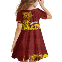 Personalised Tonga High School Kid Short Sleeve Dress THS Tongan Ngatu Pattern - Polynesian Pride