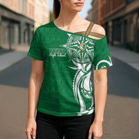 Personalised Liahona - Saineha High School Cross Shoulder Shirt Tongan Ngatu Pattern - Polynesian Pride